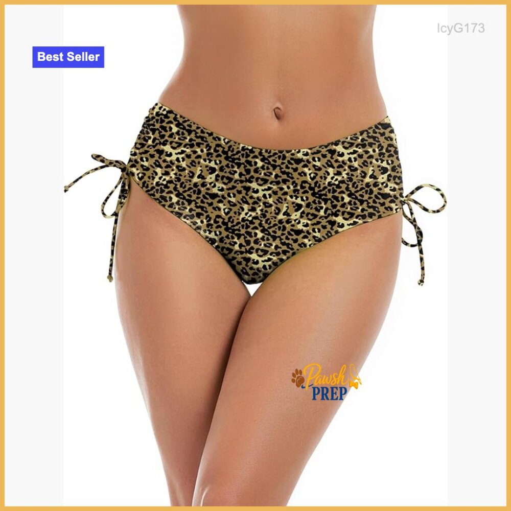 Mid Waisted Full Coverage Bikini Bottoms Adjustable Ties Lined Swimwear